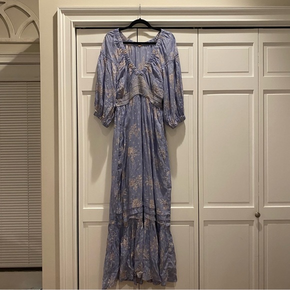 Free People Golden Hour Maxi Flowy Floral Sun Dress in Lavender Combo | Large - Picture 9 of 10